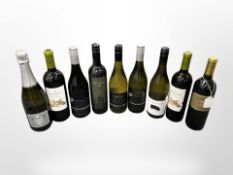 Nine bottles of wine (4 white 5 red) - Senti Prosecco, Valpolicella, Il Poggio rosso,