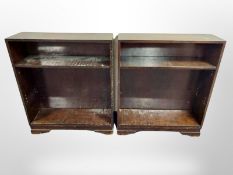 A pair of early 20th century stained pine open bookcases,