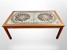 A Danish 1970's teak and tiled inset rectangular coffee table,