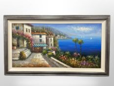 Continental school : Mediterranean villa, oil on canvas, 121 cm x 60 cm,