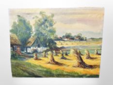 Danish School : Hay stacks, oil on canvas,