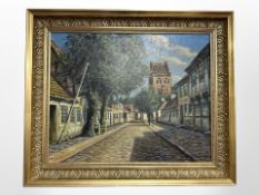 Danish School : A cobbled street, oil on canvas,