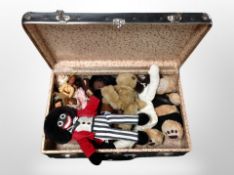 A vintage suitcase of soft toys, Golly doll,