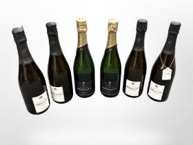 Six bottles of champagne - Gremillet Brut (2) and Vilmart & Co Grande Reserve, 750ml.