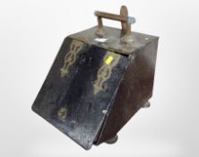 A Victorian coal scuttle with shovel and another similar (2)