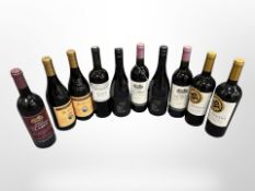 Ten bottles of red wine - Giordano Vei Cavour, Vat 52 Reserve Shiraz,