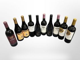 Ten bottles of red wine - Giordano Vei Cavour, Vat 52 Reserve Shiraz,