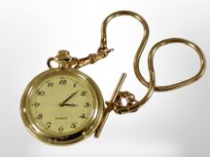 A gilt pocket watch and chain