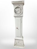 A 19th century Scandinavian painted longcase clock with pendulum and weights