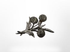 A Scottish silver thistle brooch