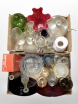 Two boxes of Scandinavian glassware including plates, vases, punch bowl, art glass vase, etc.