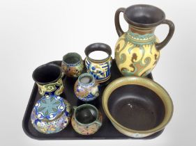 A collection of Dutch Gouda pottery wares