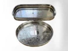 Two silver plated gallery trays