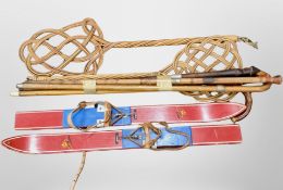 A pair of child's painted Danish skis,
