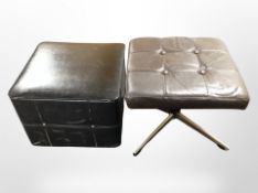Two 20th century Danish footstools upholstered in leather and vinyl