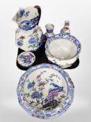 A group of Mason's ironstone ceramics including wash jug and basin, vases, etc.