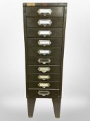 A 20th century Howden metal index chest,