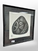 Tarmo Puudist : Nordic symbol, monochrome print, signed, 28cm x 28cm.