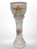 A ceramic jardiniere on pedestal,