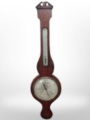 A 19th century inlaid mahogany barometer with silvered dial