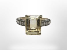 A 9ct gold citrine and diamond ring