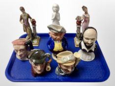 A group of ceramics including Royal Doulton Images figure, miniature Doulton character jugs,