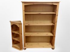 A contemporary pine open bookcase,