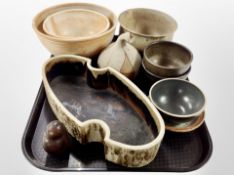 A group of 20th century Danish studio potterywares including bowls, lidded vessel, etc.