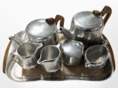 Seven pieces of Picquot ware stainless steel tea wares