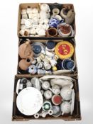 Three boxes of Danish ceramics including kitchen storage jars, stoneware vessels,