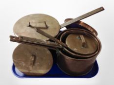 A group of 19th century copper cooking pans