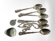 A group of plated spoons, chain,