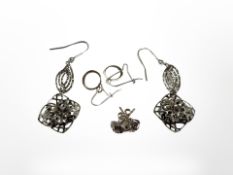 Three pairs of silver earrings