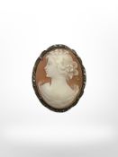 An old silver marcasite cameo pendant