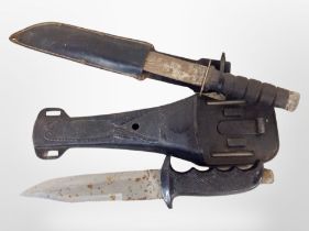 Two diving knives in sheathes.