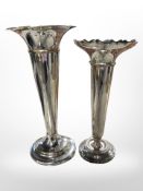 Two silver plated flower vases