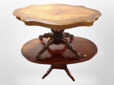 An Italian style inlaid coffee table and a further oval coffee table