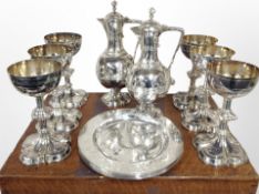 A good quality Victorian partially gilded set of communion silver plate comprising 6 sets of