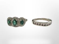 Two silver rings set with stones