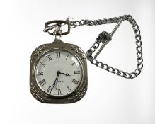 A quartz pocket watch and chain