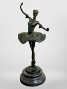 After Aldo Vitaleh - A ballet dancer, cast in bronze, bearing signature, on marble socle,