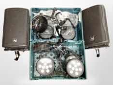 Two crates of assorted studio lights,