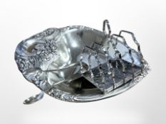 A silver plated toast rack,