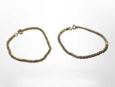 Two gold plated bracelets