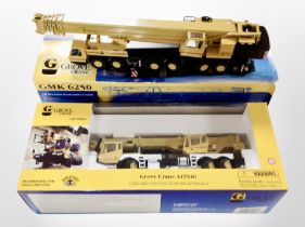 A Grove 1:50 scale ATS540 crane model, and a further model of a GMK6250 all-terrain hydraulic crane,