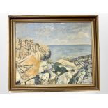 Danish School : A rocky coastline, oil on canvas, 49 cm x 40 cm.