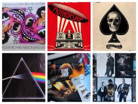 A collection of posters including Pink Floyd,