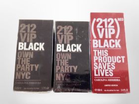 Two bottles of Carolina Herrera 212 VIP Black eau de parfum for men 50ml,