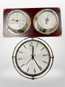 A Metamec quartz wall clock/barometer and a further Metamec clock.