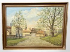 Danish School : A town with trees in the foreground, oil on canvas, 95 cm x 67 cm.